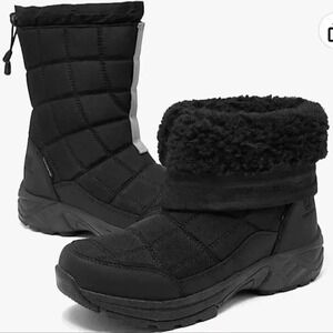 Fran Willor Women Sz. 9 Snow‎ Boots Black Waterproof Warm Faux Fur Lined New